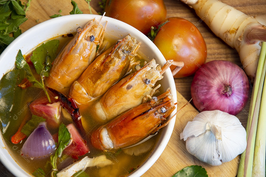 Camarão de rio comida tailandesa