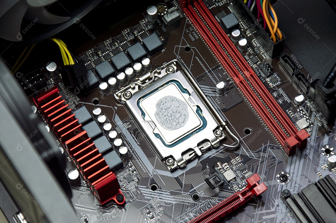 Vista superior da placa mãe do computador