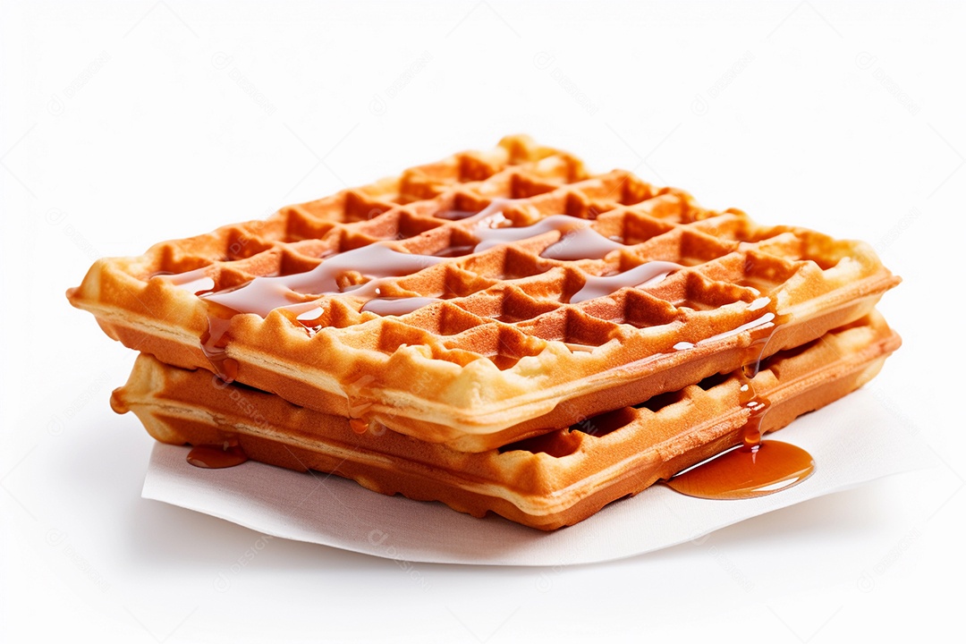 Waffles em prato branco e fundo branco