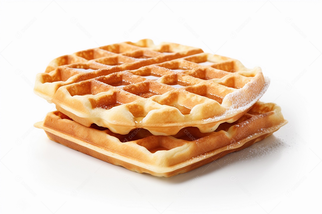 Waffles em prato branco e fundo branco