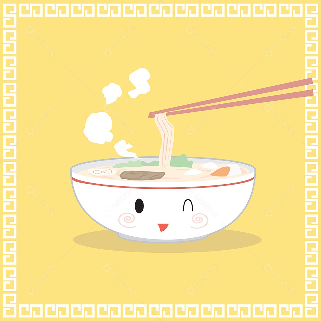 Sopa de Ramen Ilustração Vetor EPS