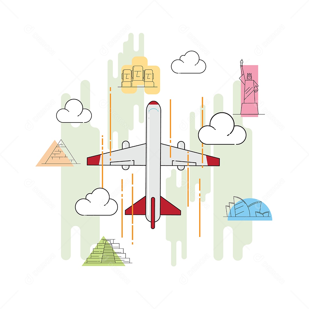 Ilustração em vetor conceito marco viagens Vetor EPS