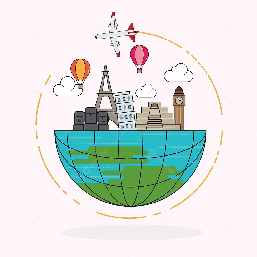 Ilustração em vetor conceito marco viagens Vetor EPS