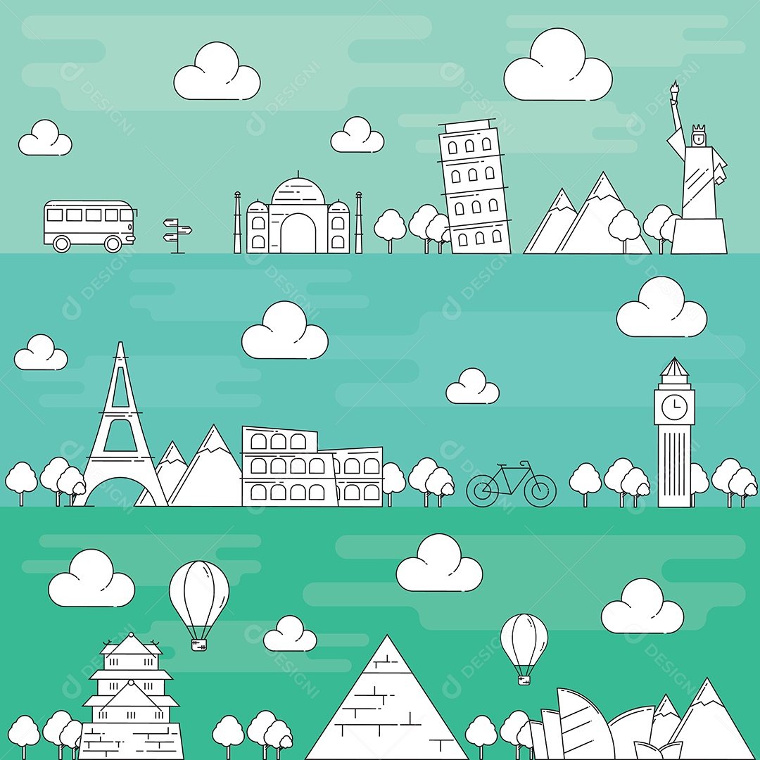 Ilustração em vetor conceito marco viagens Vetor EPS