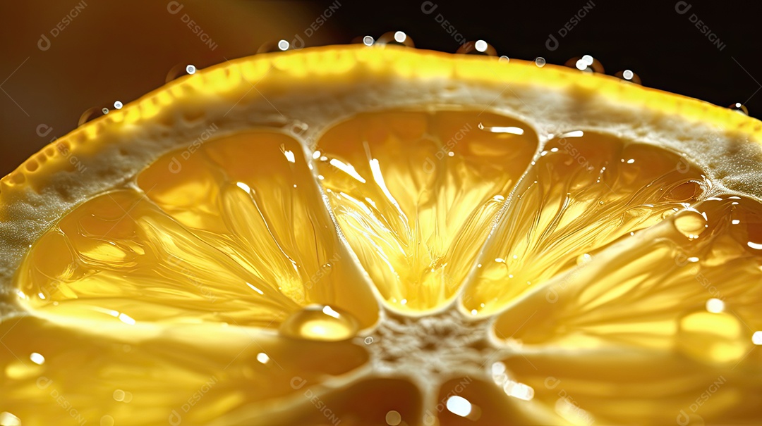 Imagem aproximada de limão com gotas de água