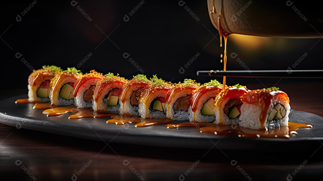 Ilustração de comida japonesa