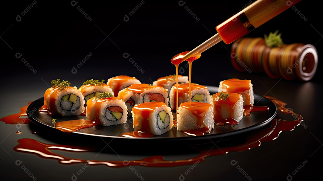 Ilustração de comida japonesa