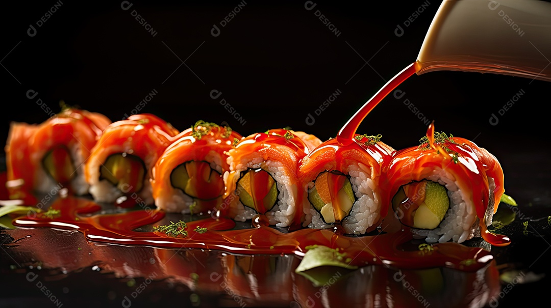 Ilustração de comida japonesa