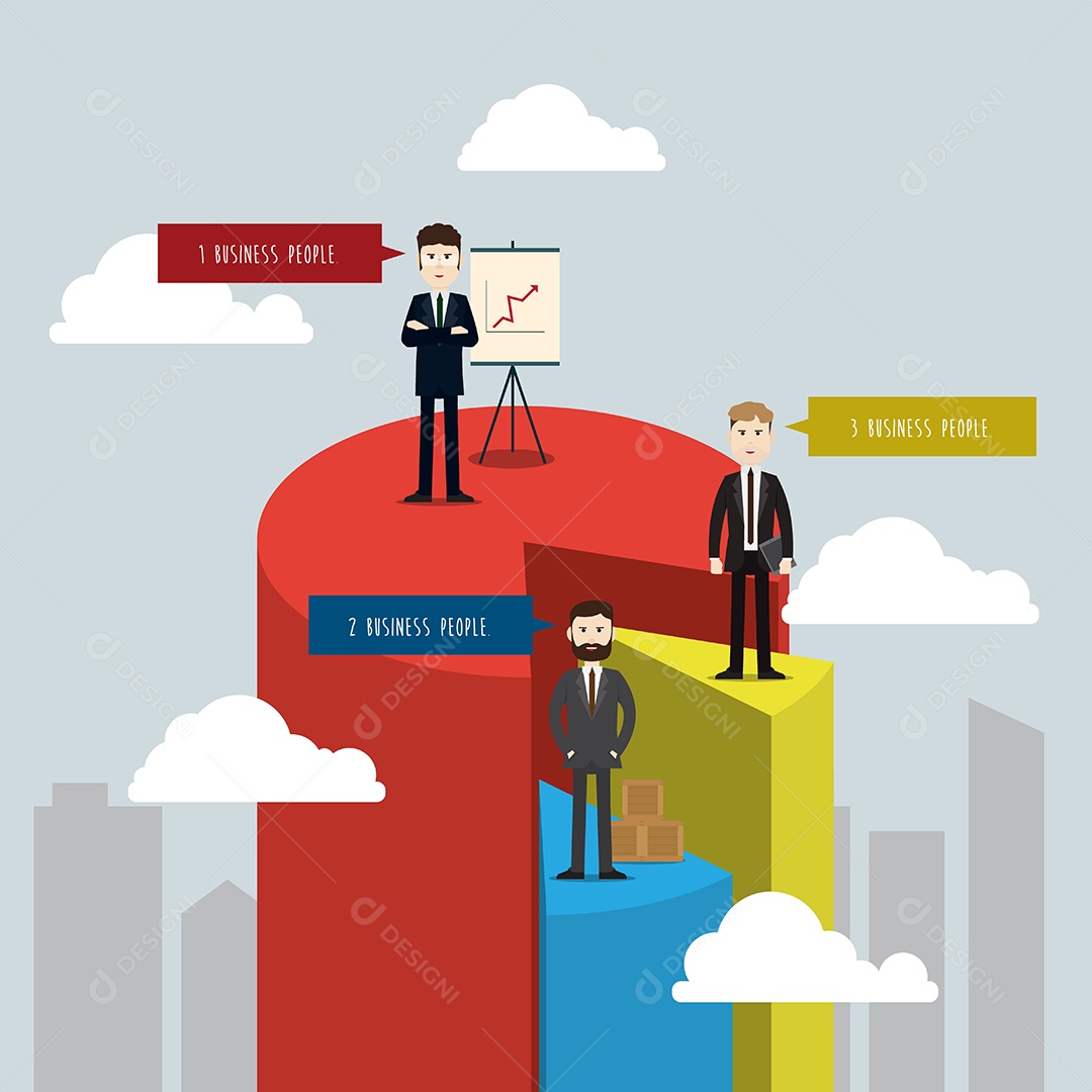 Ilustração Em Vetor Gráfico de Três Pessoas de Negócios Vetor EPS