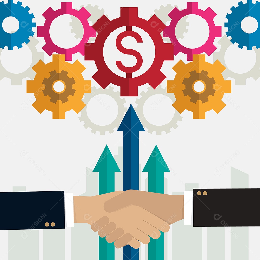 Ilustração Em Vetor de Negócios de Aperto de Mão de Parceria de Engrenagem Vetor EPS