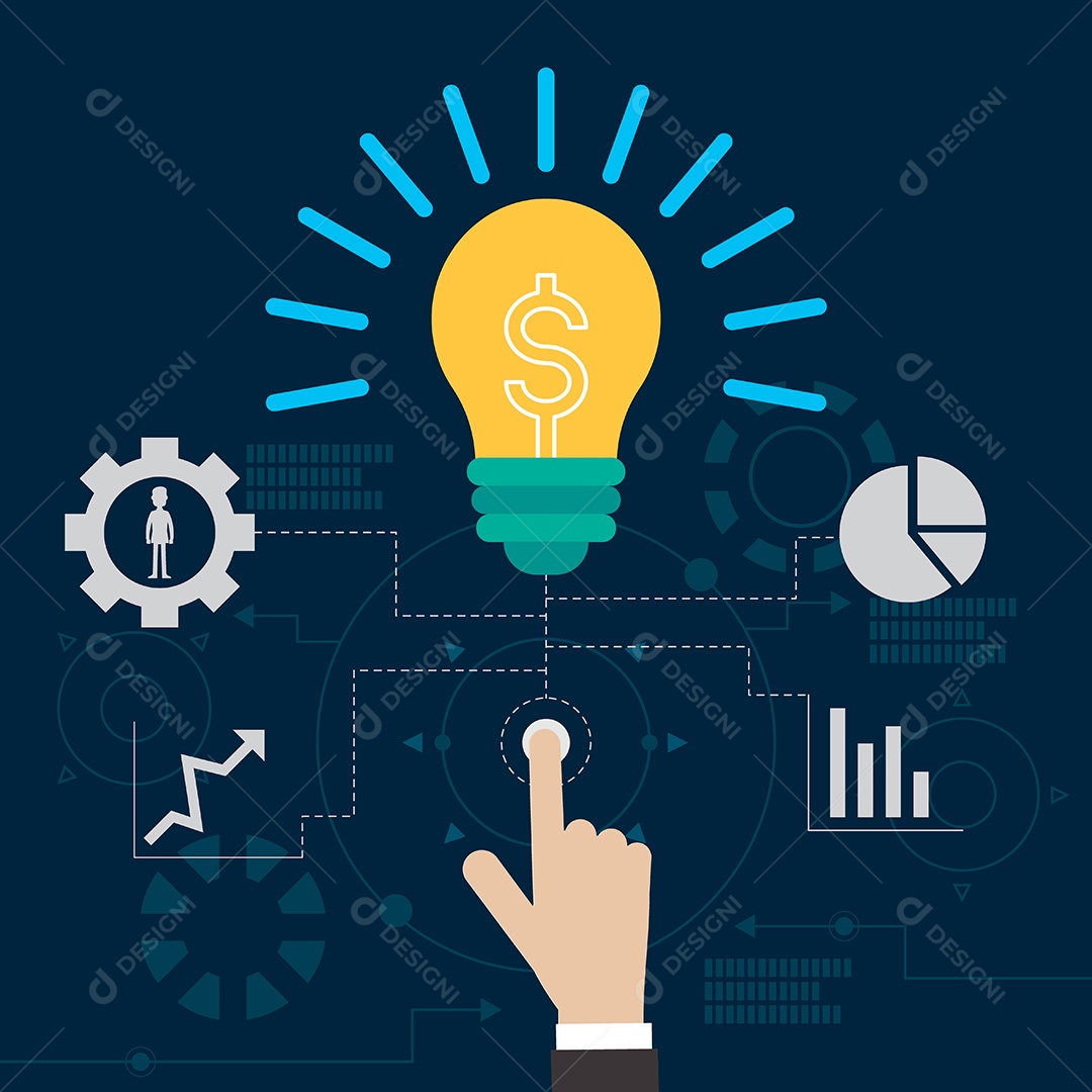 Ilustração Em Vetor Tecnologia de Negócios de Ideia de Lâmpada Vetor EPS