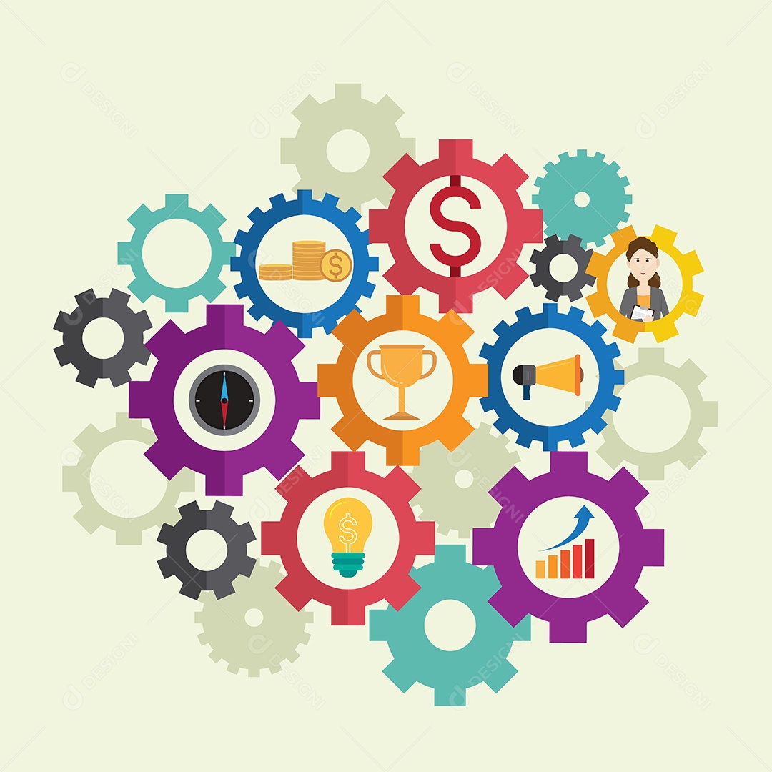 Ilustração em vetor ícone de negócios de engrenagem Vetor EPS