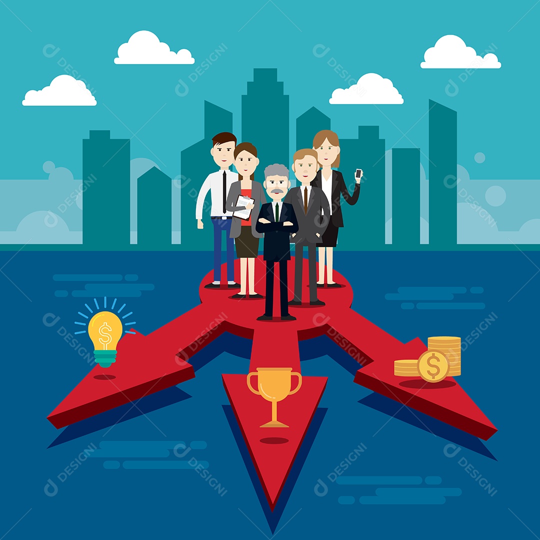 Ilustração em vetor de três vias de pessoas de negócios do grupo Vetor EPS