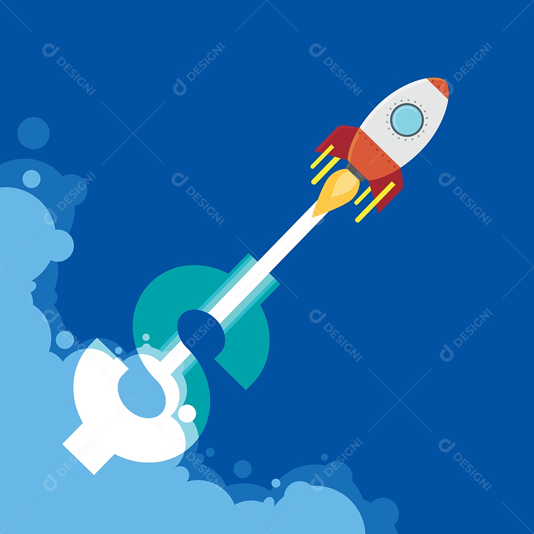 Ilustração em vetor de ideia de negócio de foguete Vetor EPS