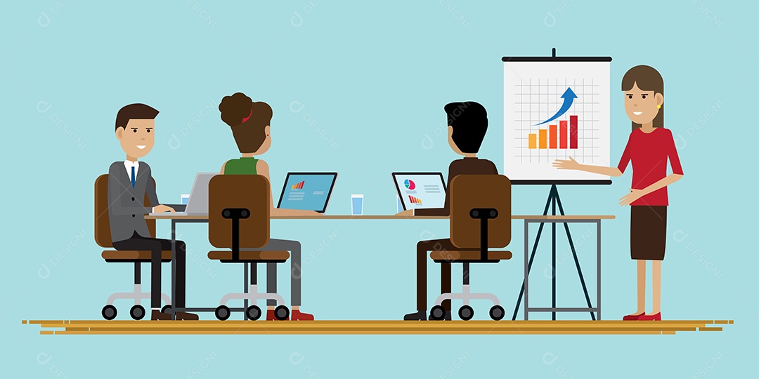 Vetor de ilustração de personagens de sala de reuniões de pessoas de negócios do grupo EPS