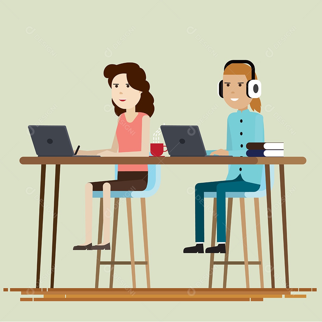 Pessoas criativas trabalhando no escritório de trabalho conjunto Vetor EPS