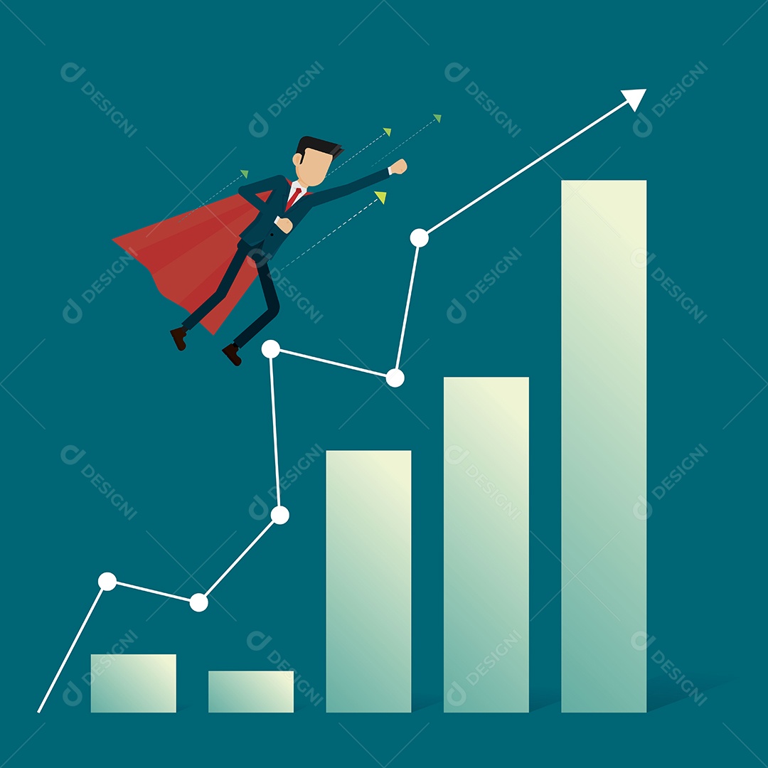 Herói do empresário voando rápido para o gol Vetor EPS