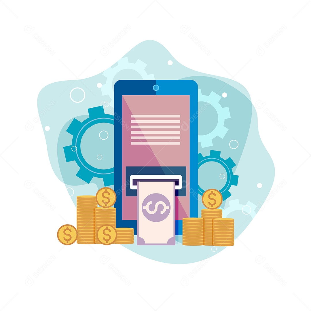 Finanças e mídias sociais em smartphone, ícone do conceito Vetor EPS