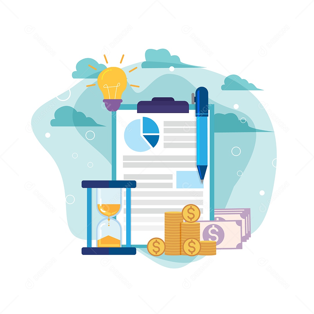 Finanças empresariais com acordo e tempo em ampulheta Vetor EPS