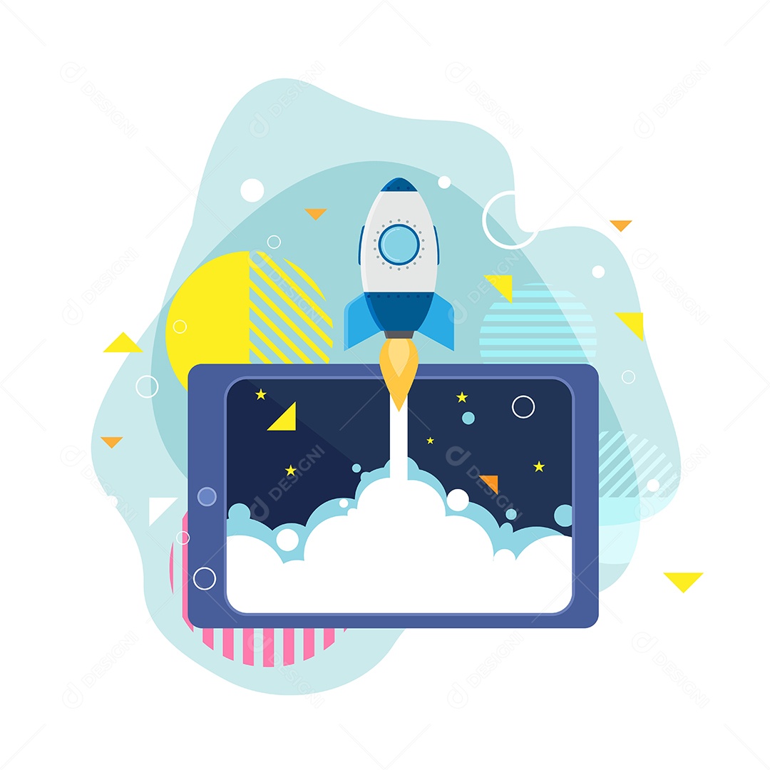 Lançamento de foguete no Ipad Vetor EPS