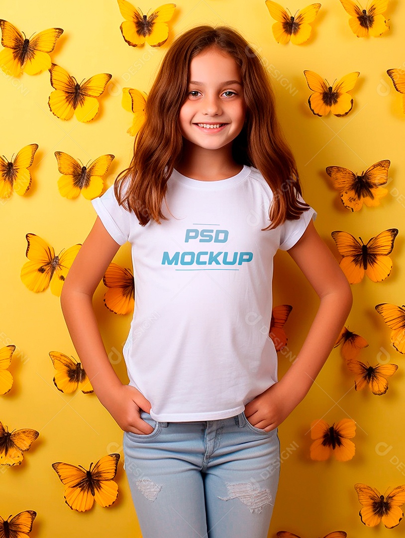 Mockup Camiseta Branca Infantil PSD Editável