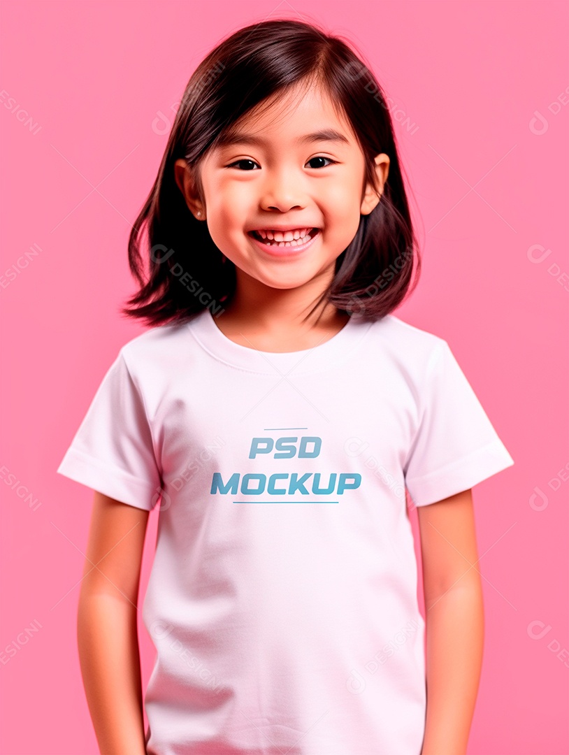 Mockup Camiseta Branca Infantil PSD Editável