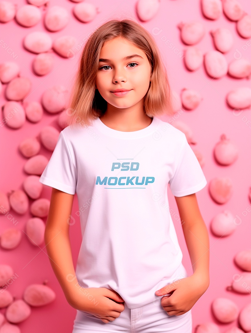 Mockup Camiseta Branca Infantil PSD Editável