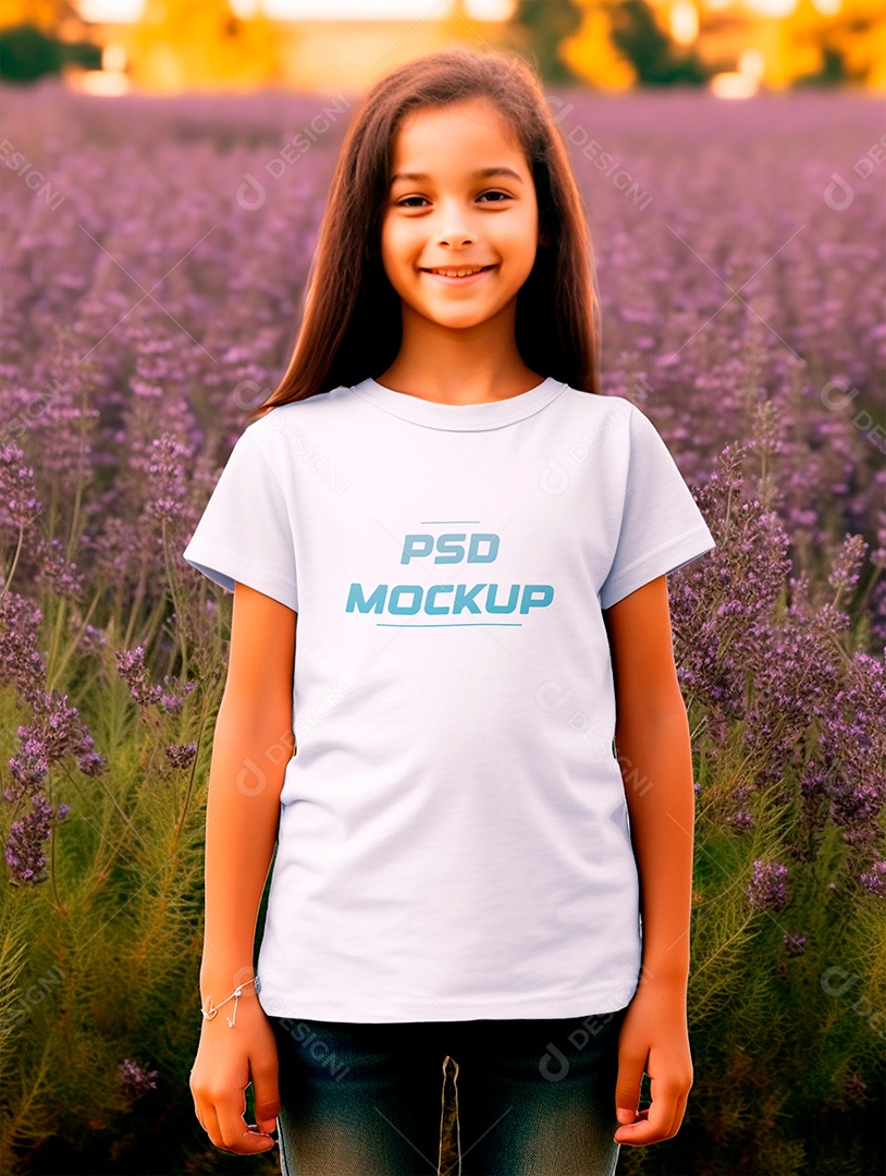 Mockup Camiseta Branca Infantil PSD Editável