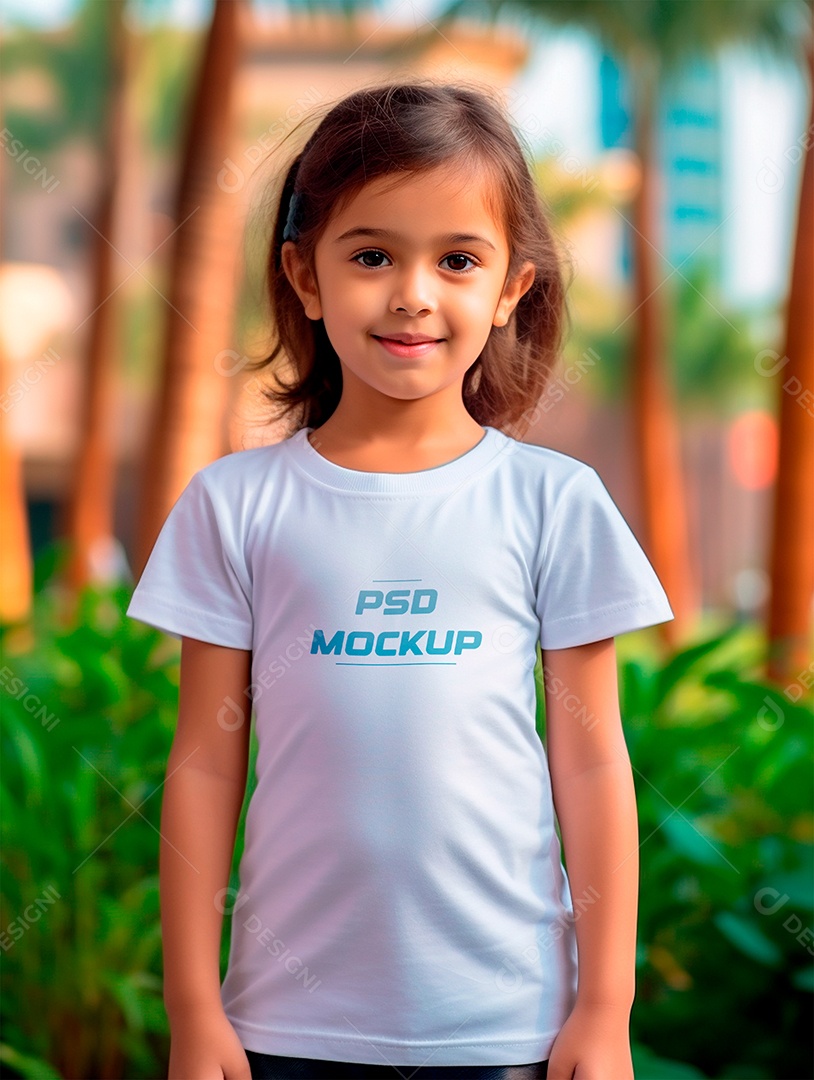 Mockup Camiseta Branca Infantil PSD Editável