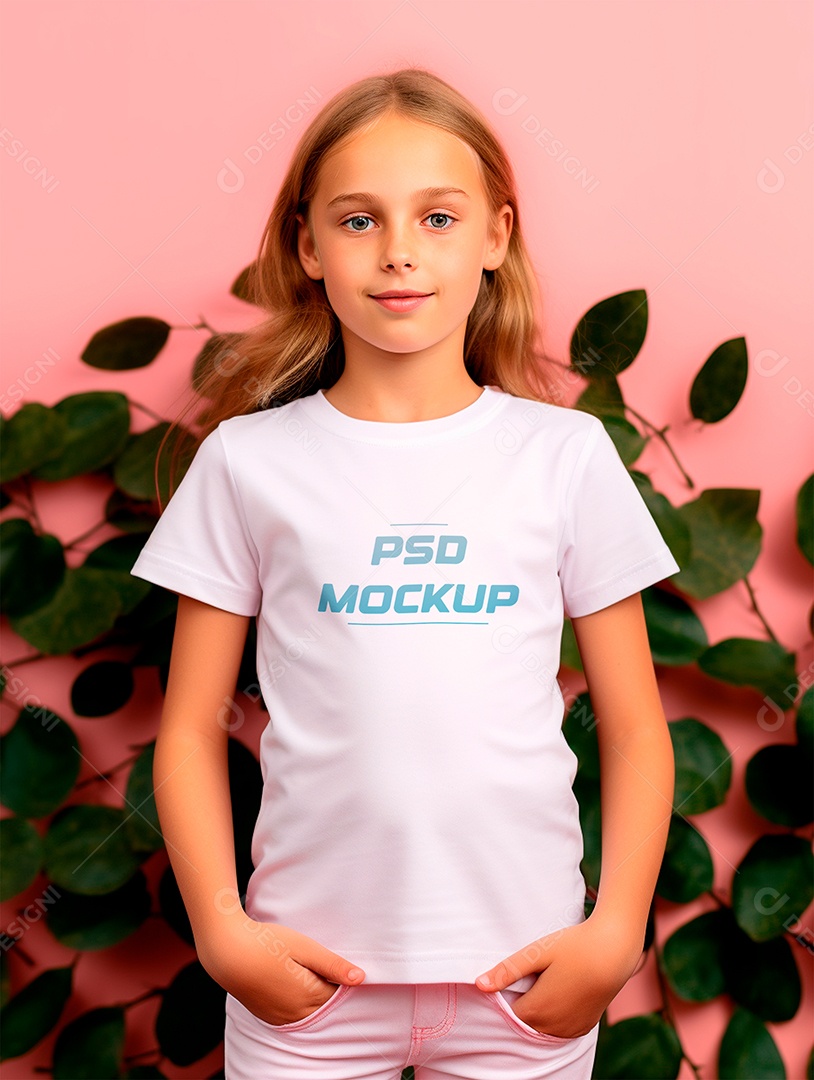 Mockup Camiseta Branca Infantil PSD Editável
