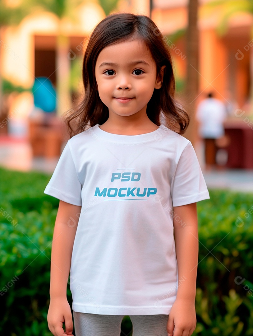 Mockup Camiseta Branca Infantil PSD Editável