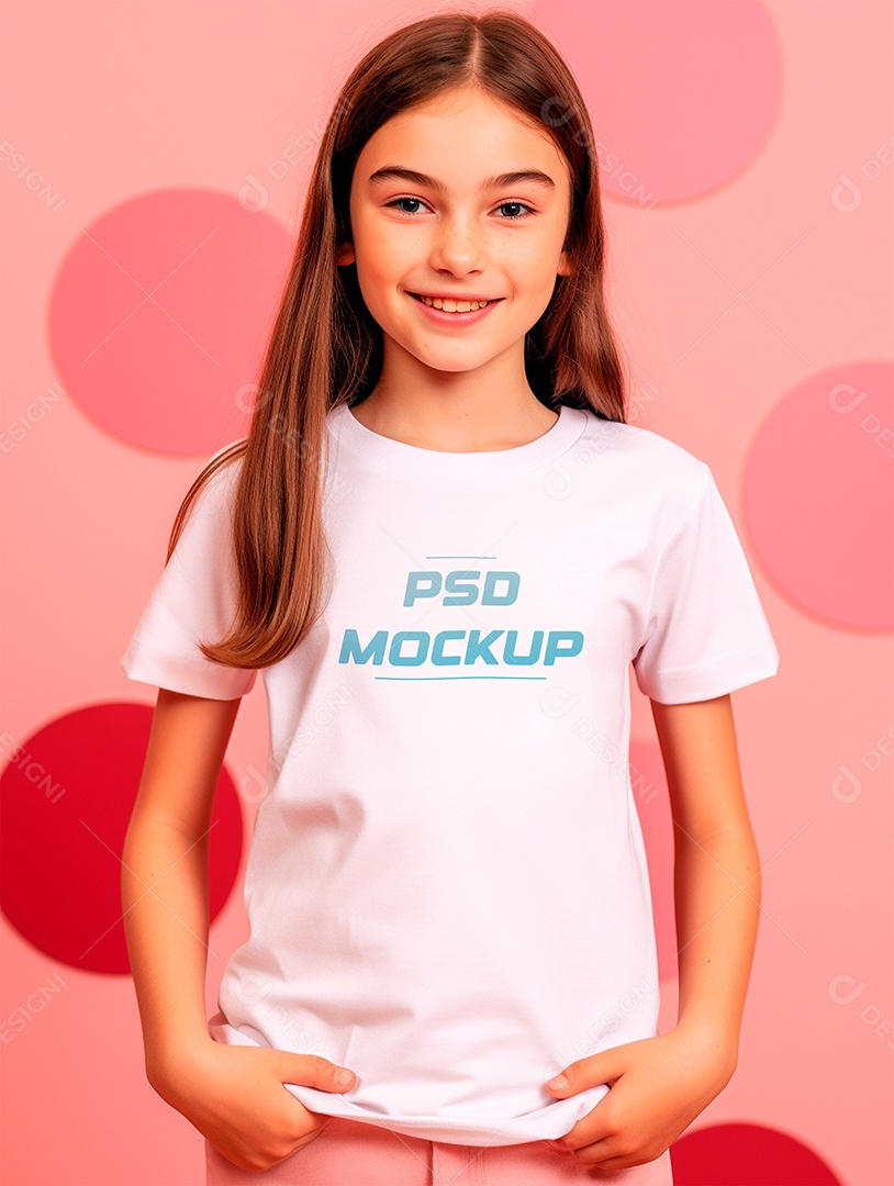 Mockup Camiseta Branca Infantil PSD Editável