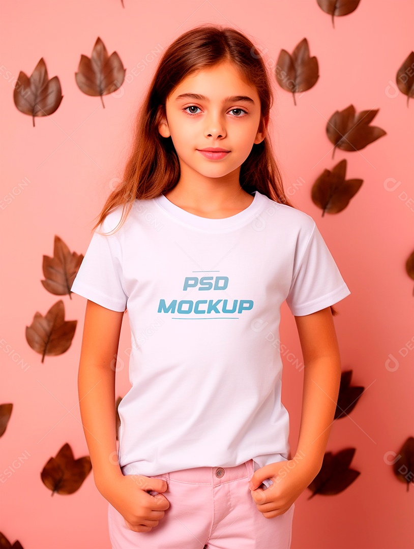 Mockup Camiseta Branca Infantil PSD Editável