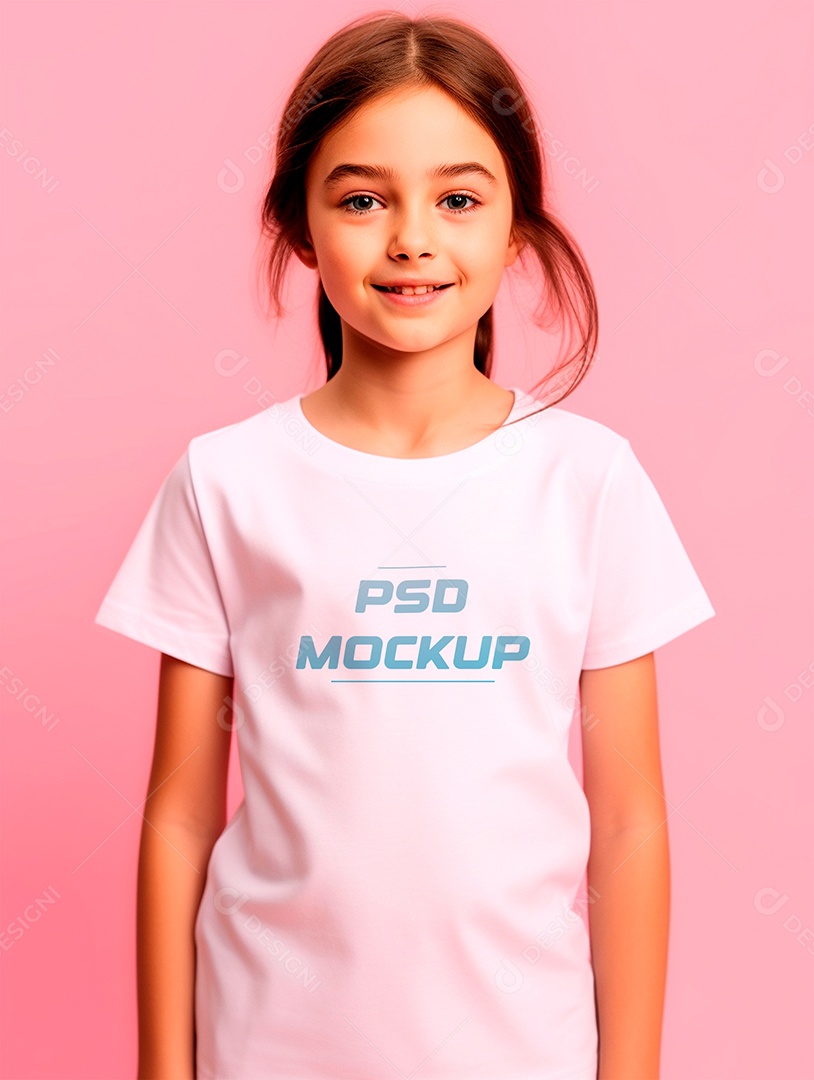 Mockup Camiseta Branca Infantil PSD Editável