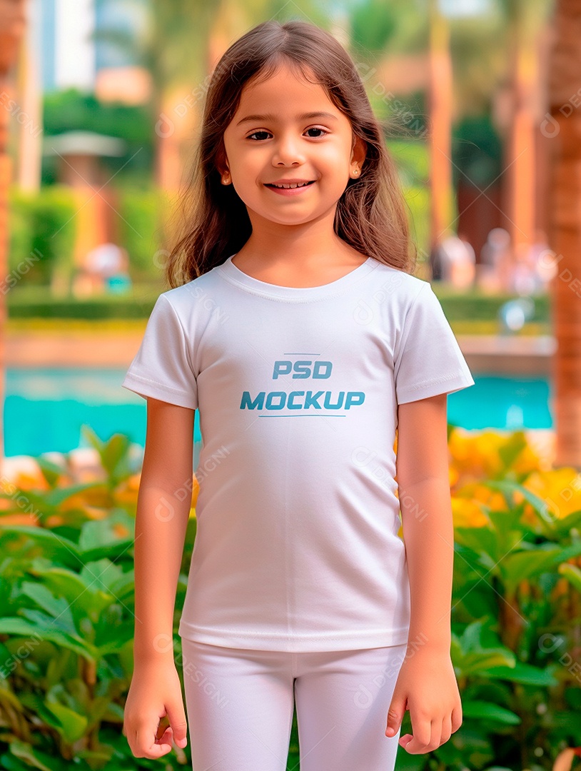 Mockup Camiseta Branca Infantil PSD Editável