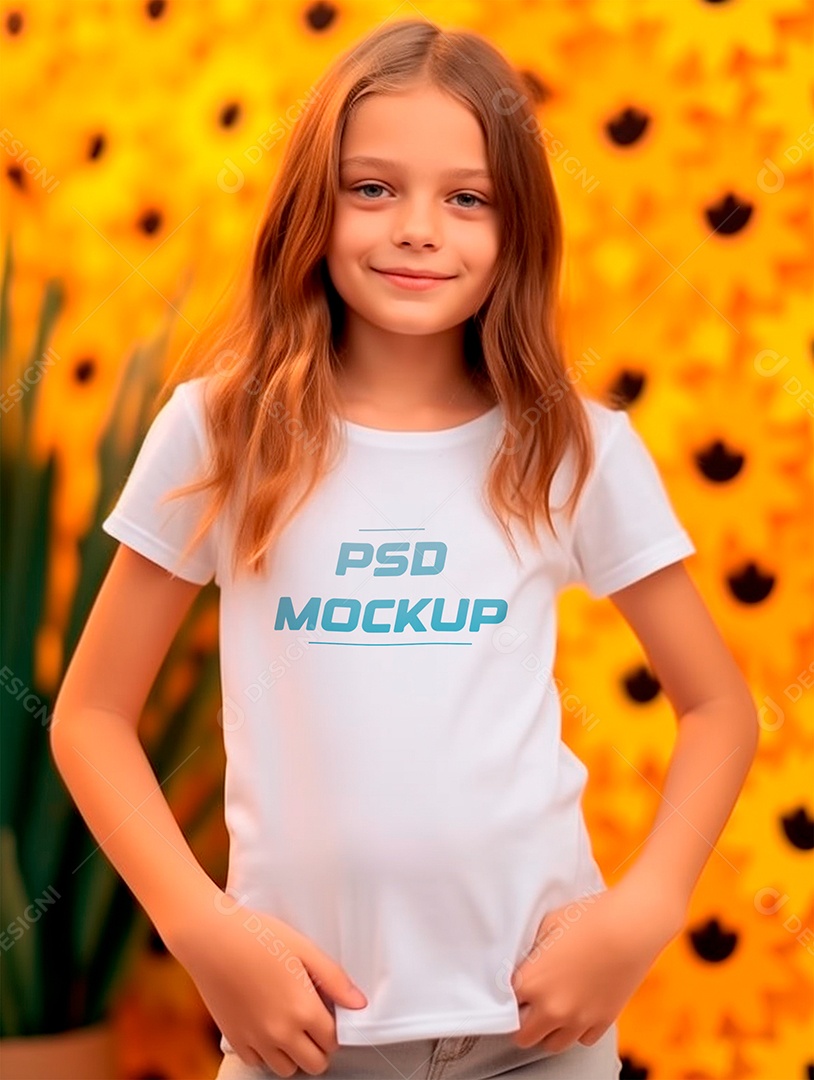 Mockup Camiseta Branca Infantil PSD Editável