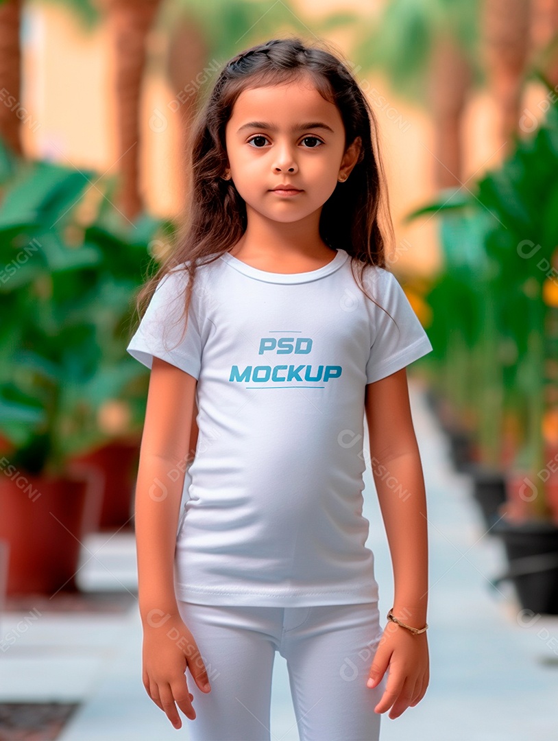 Mockup Camiseta Branca Infantil PSD Editável