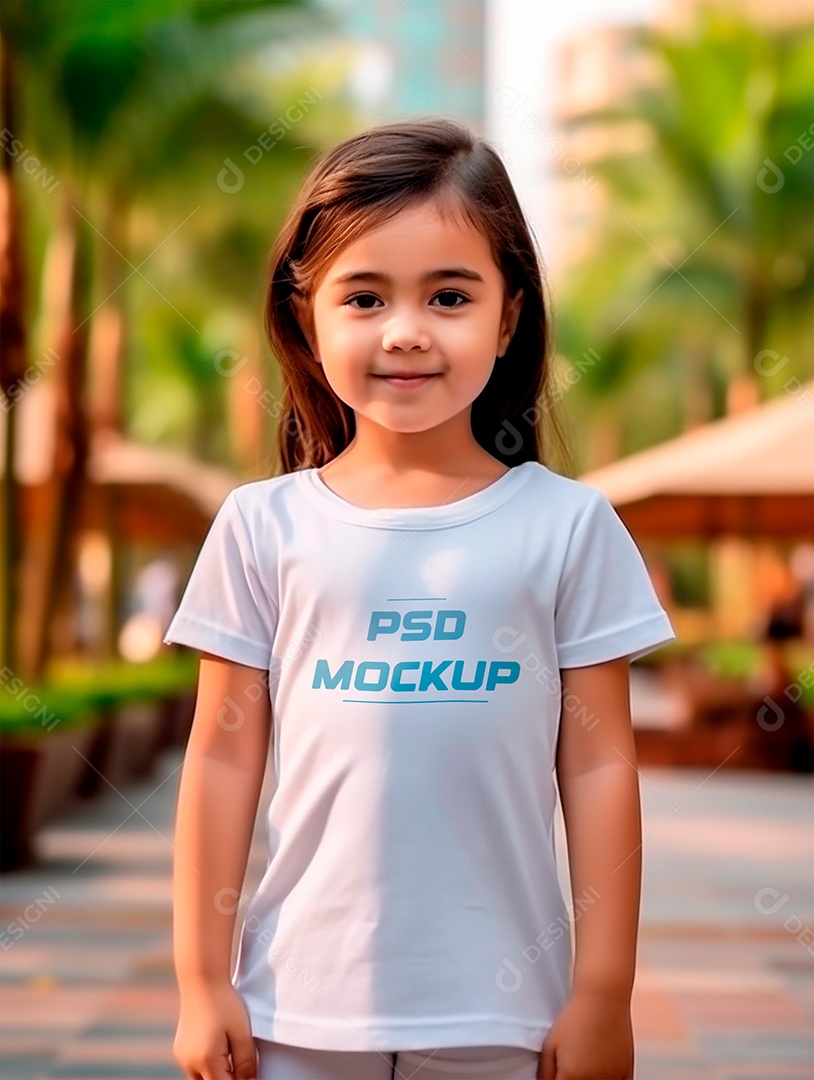 Mockup Camiseta Branca Infantil PSD Editável