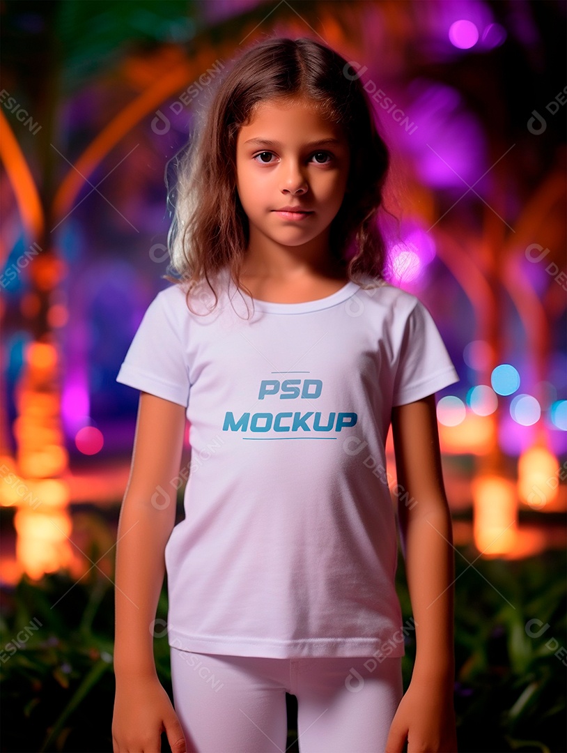 Mockup Camiseta Branca Infantil PSD Editável