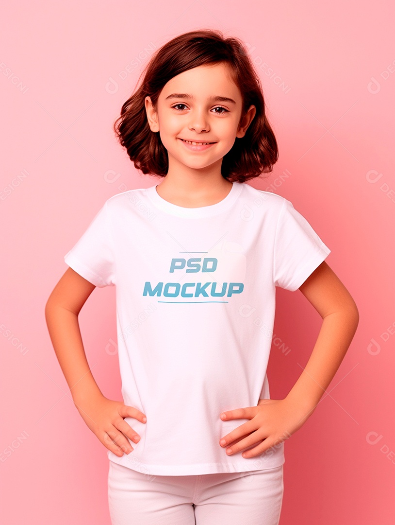 Mockup Camiseta Branca Infantil PSD Editável