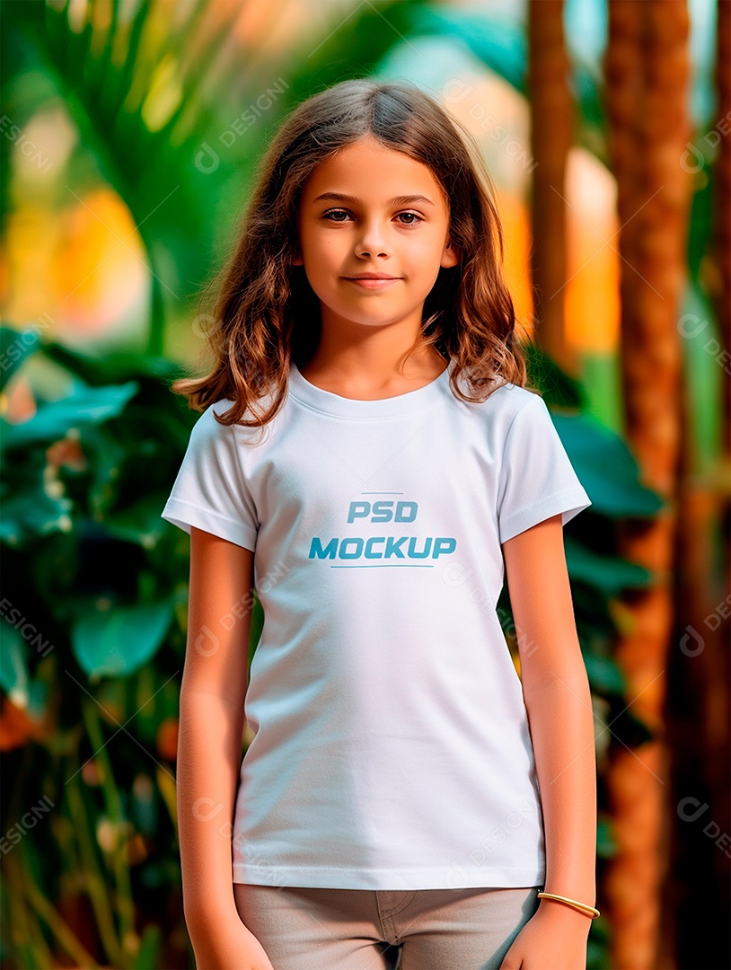 Mockup Camiseta Branca Infantil PSD Editável