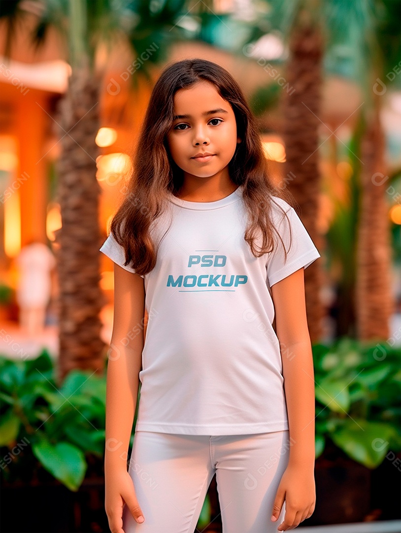 Mockup Camiseta Branca Infantil PSD Editável