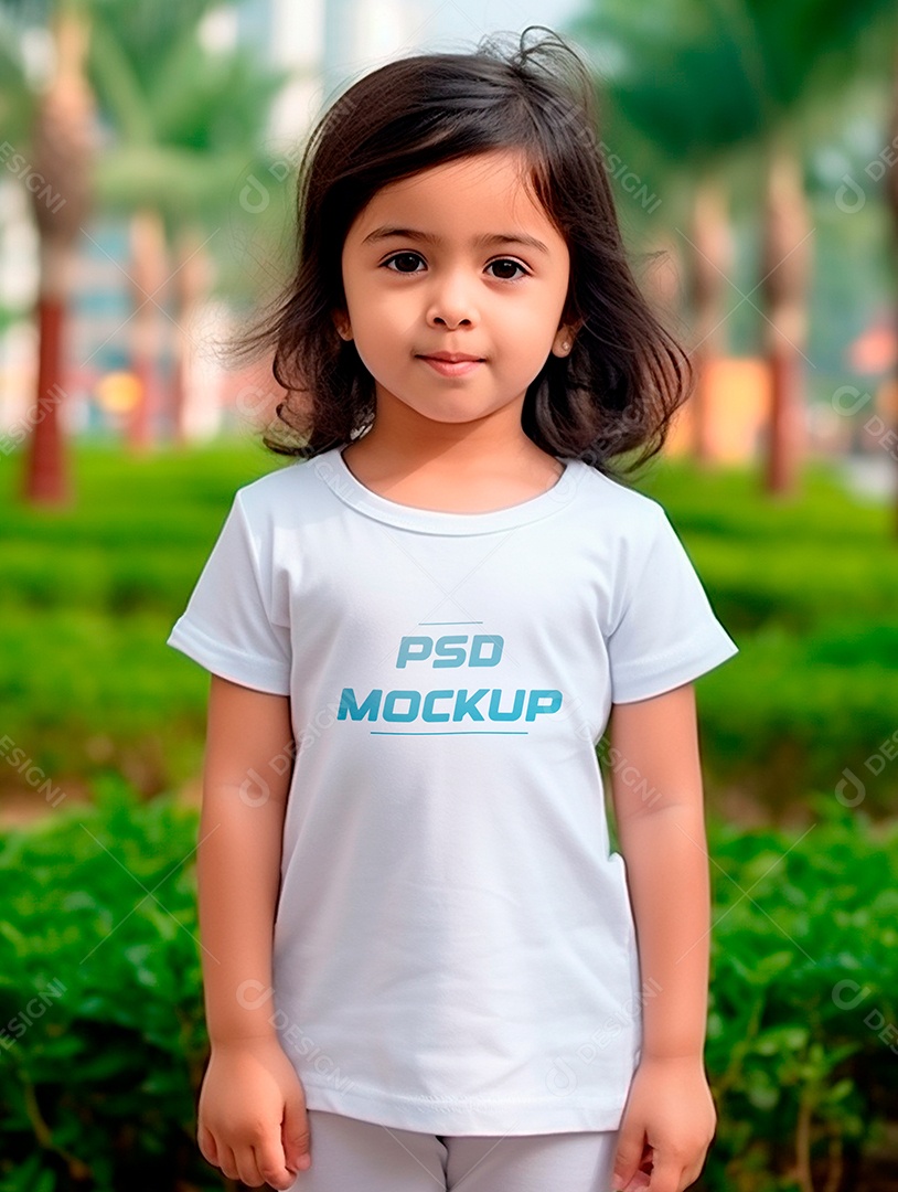 Mockup Camiseta Branca Infantil PSD Editável