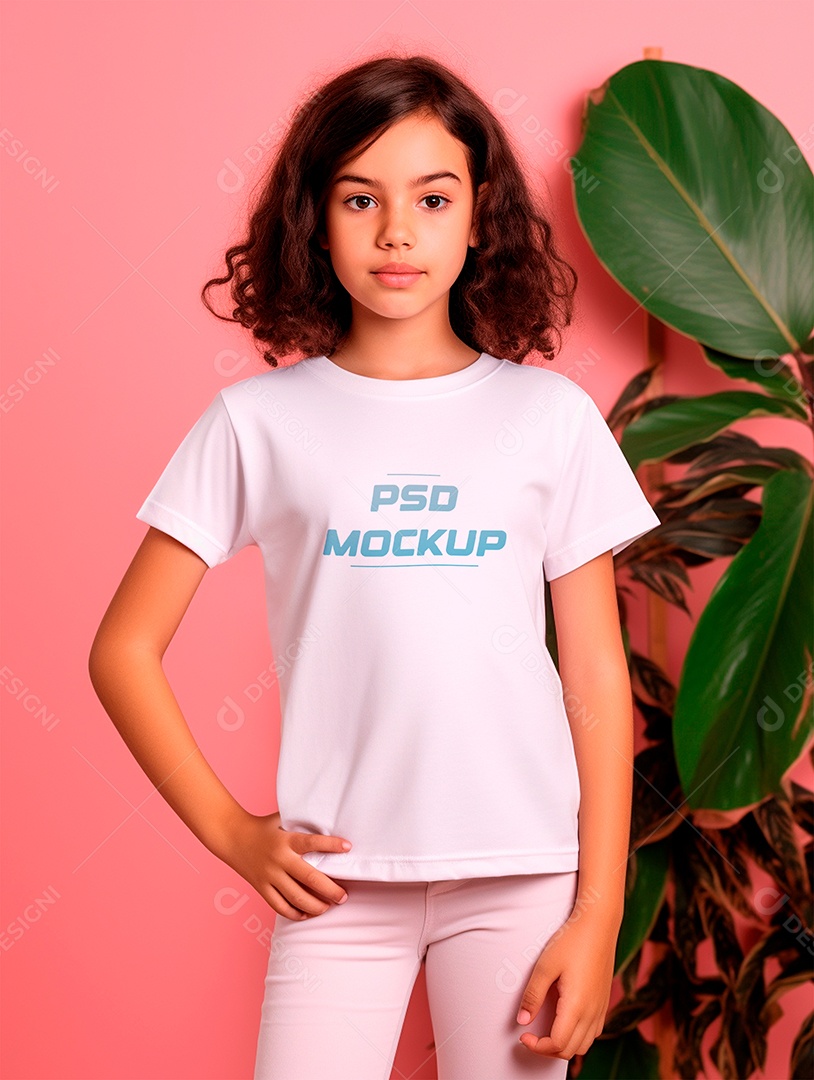 Mockup Camiseta Branca Infantil PSD Editável