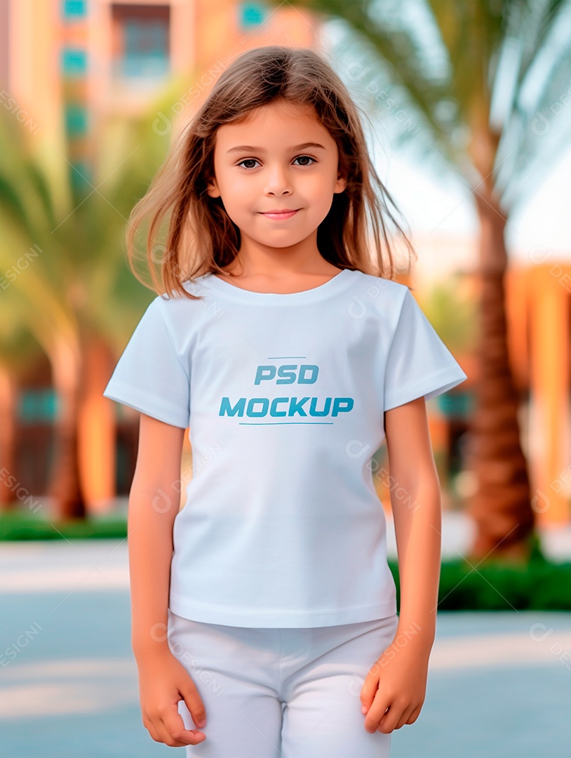 Mockup Camiseta Branca Infantil PSD Editável