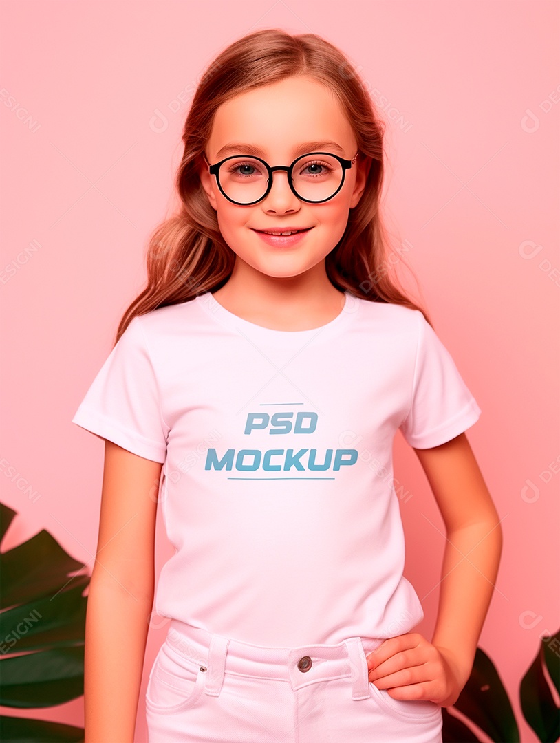 Mockup Camiseta Branca Infantil PSD Editável