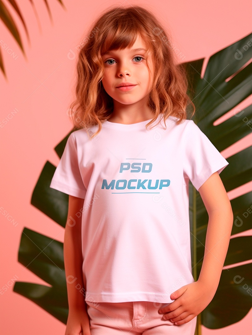 Mockup Camiseta Branca Infantil PSD Editável