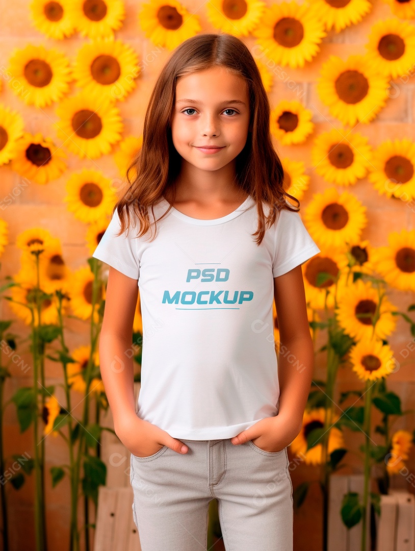Mockup Camiseta Branca Infantil PSD Editável
