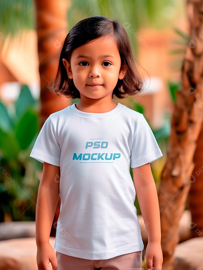 Mockup Camiseta Branca Infantil PSD Editável