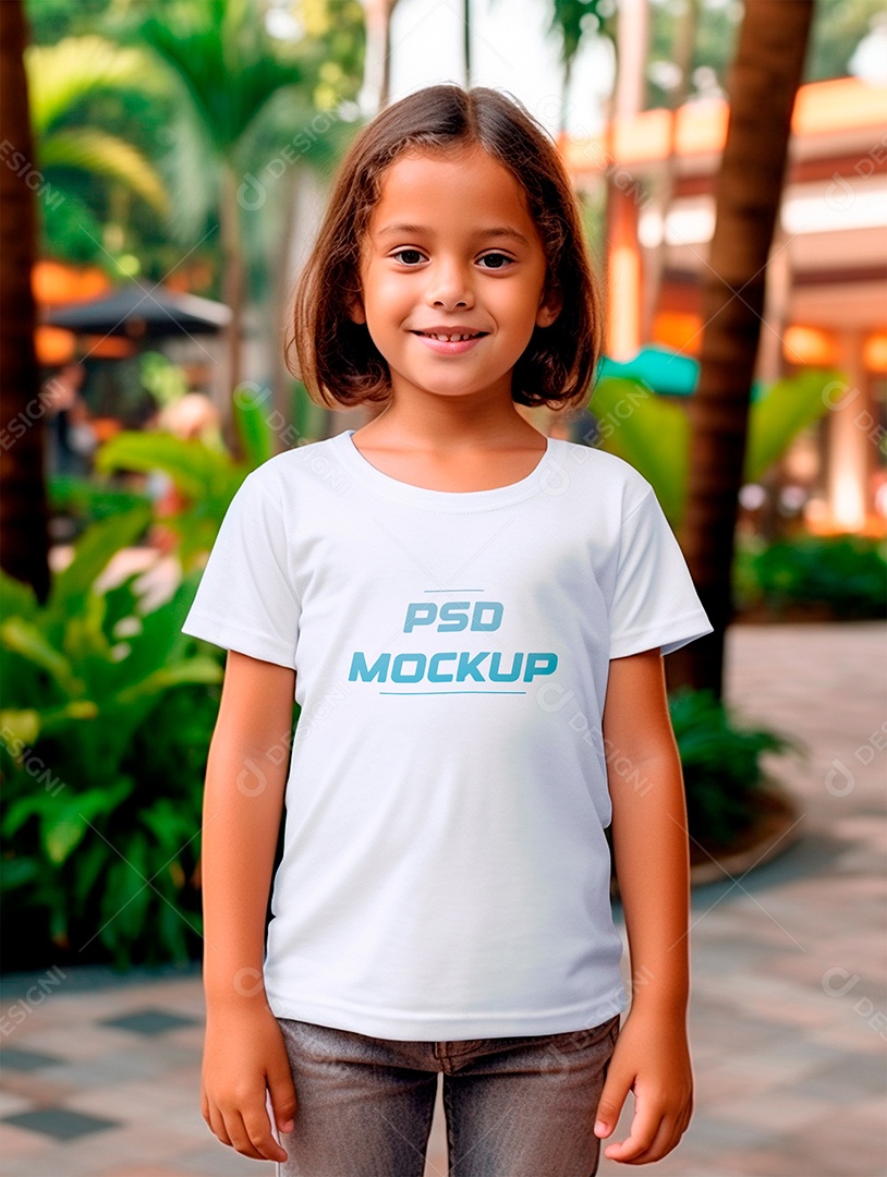 Mockup Camiseta Branca Infantil PSD Editável